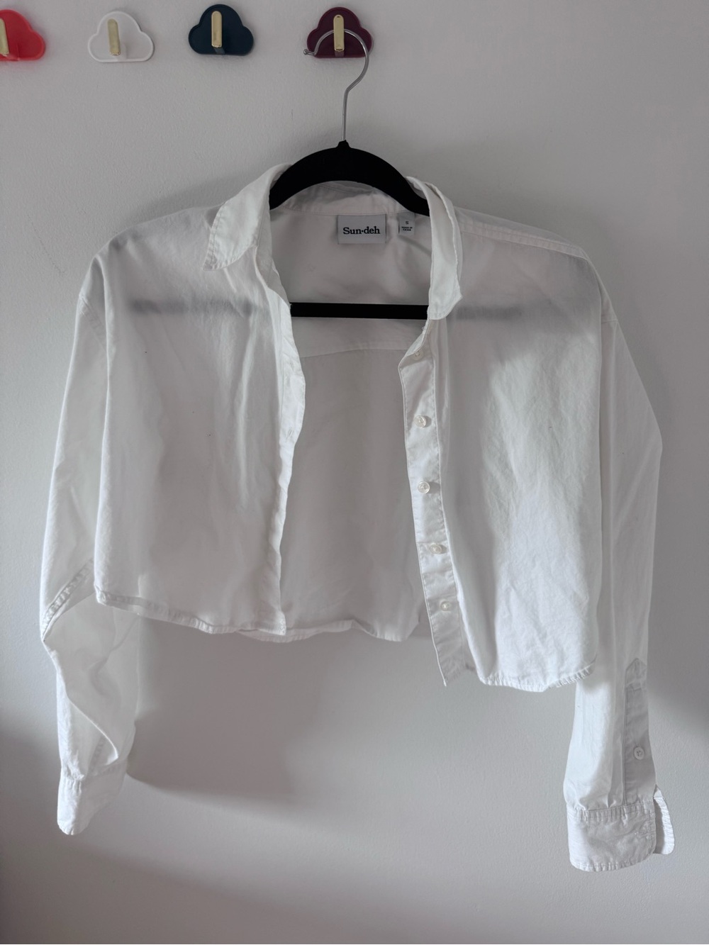 White Cropped Button-Down Shirt